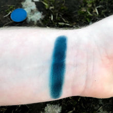 Load image into Gallery viewer, Rich deep true matte navy blue swatched on pale arm stunning pigmentation 
